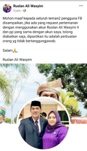 Ruslan Ali Wasyim II, Wakil Ketua DPRD Batam Bodong Intai Pengguna Facebook