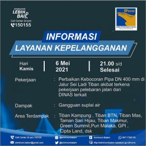 Pipa Air Bersih Arah Tiban Bocor, SPAM Batam Sediakan Mobil Tangki Air untuk Warga Terdampak