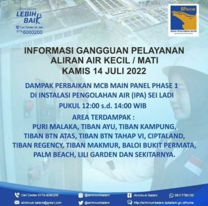 Perbaikan Kelistrikan di IPA Seiladi, Berdampak Pada Suplai Air Bersih Beberapa Wilayah di Batam