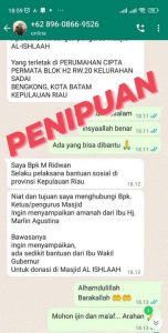 Nama Wagub Marlin Kembali Dicatut Penipu, Masjid Al Ishlaah Bengkong Nyaris Jadi Korban