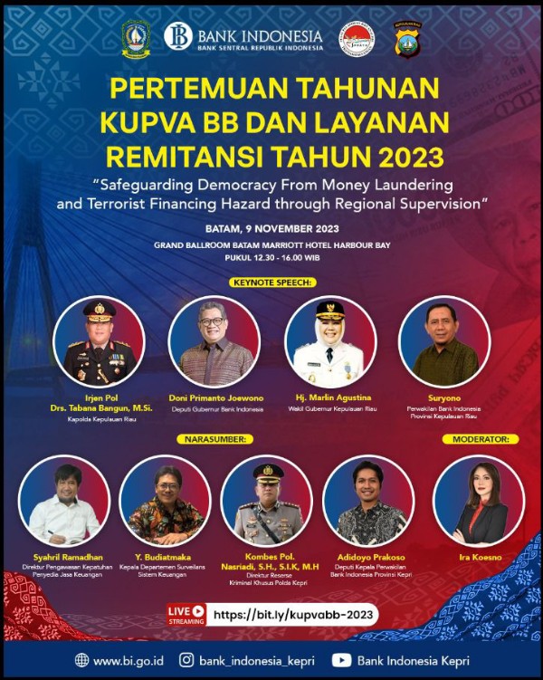 Bank Indonesia Kepri Cegah Money Politics Jelang Pemilu 2024, Simak Secara Langsung di Link Ini!