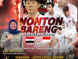 Rani Rafitriyani Ajak Masyarakat Hadiri Nobar Timnas Indonesia U-23 di Indoor Sport Hall Temenggung Abdul Jamal Batam
