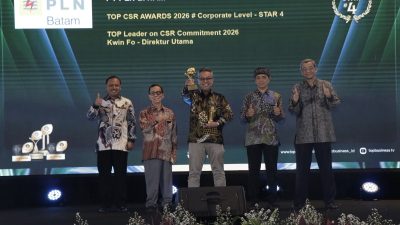 PLN Batam Raih Penghargaan TOP CSR Awards 2026 dan TOP Leader on CSR Commitment 2026