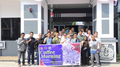 Lanal Tarempa Gelar Coffee Morning Bersama Insan Media, Perkuat Sinergitas dan Komunikasi