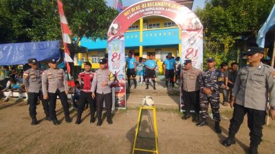 Polsek Jemaja Jamin Keamanan Turnamen Sepak Bola HUT RI, Tambah Jumlah Personel di Lapangan